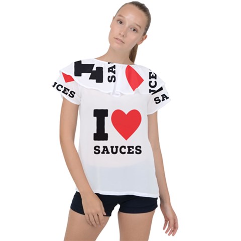 I Love Sauces Ruffle Collar Chiffon Blouse by ilovewhateva