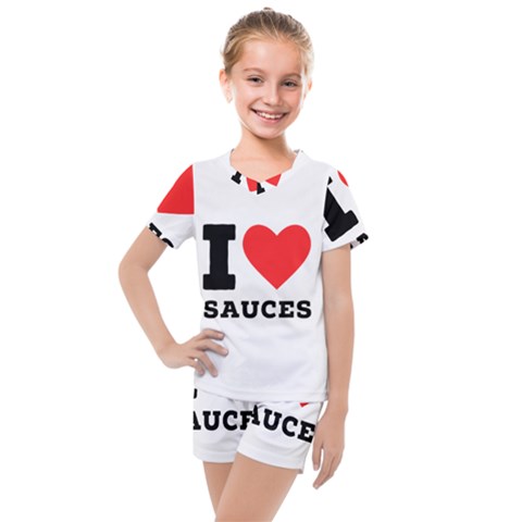 I Love Sauces Kids  Mesh Tee And Shorts Set by ilovewhateva