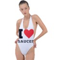 I love sauces Backless Halter One Piece Swimsuit View1