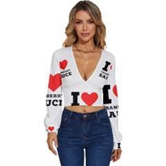 I Love Cranberry Sauce Long Sleeve Deep-v Velour Top by ilovewhateva