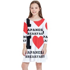 I Love Japanese Breakfast  Kids  Quarter Sleeve Skater Dress by ilovewhateva