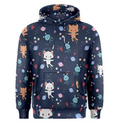 Cute Astronaut Cat With Star Galaxy Elements Seamless Pattern Men s Core Hoodie