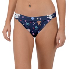 Cute Astronaut Cat With Star Galaxy Elements Seamless Pattern Band Bikini Bottoms by Wegoenart