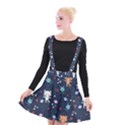 Cute Astronaut Cat With Star Galaxy Elements Seamless Pattern Suspender Skater Skirt View1