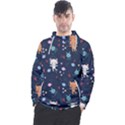 Cute Astronaut Cat With Star Galaxy Elements Seamless Pattern Men s Pullover Hoodie View1