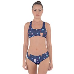 Cute Astronaut Cat With Star Galaxy Elements Seamless Pattern Criss Cross Bikini Set by Wegoenart