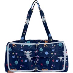 Cute Astronaut Cat With Star Galaxy Elements Seamless Pattern Multi Function Bag by Wegoenart