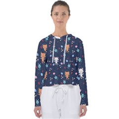 Cute Astronaut Cat With Star Galaxy Elements Seamless Pattern Women s Slouchy Sweat