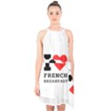 I love French breakfast  Halter Collar Waist Tie Chiffon Dress View1