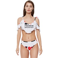 I Love French Breakfast  Ruffle Edge Tie Up Bikini Set	 by ilovewhateva