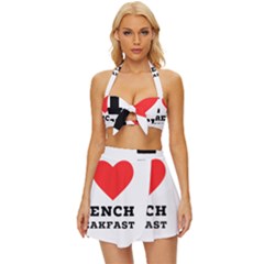 I Love French Breakfast  Vintage Style Bikini Top And Skirt Set  by ilovewhateva