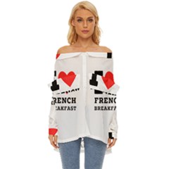 I Love French Breakfast  Off Shoulder Chiffon Pocket Shirt by ilovewhateva