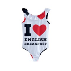 I Love English Breakfast  Kids  Frill Swimsuit by ilovewhateva