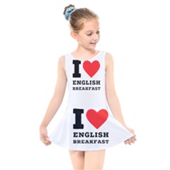 I Love English Breakfast  Kids  Skater Dress Swimsuit by ilovewhateva