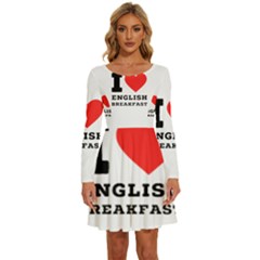 I Love English Breakfast  Long Sleeve Wide Neck Velvet Dress