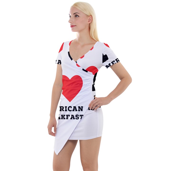 I love American breakfast Short Sleeve Asymmetric Mini Dress