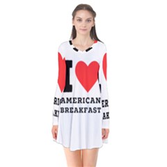 I Love American Breakfast Long Sleeve V-neck Flare Dress by ilovewhateva