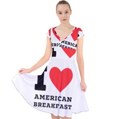 I Love American Breakfast Cap Sleeve Front Wrap Midi Dress by ilovewhateva