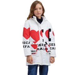 I Love American Breakfast Kids  Hooded Longline Puffer Jacket by ilovewhateva