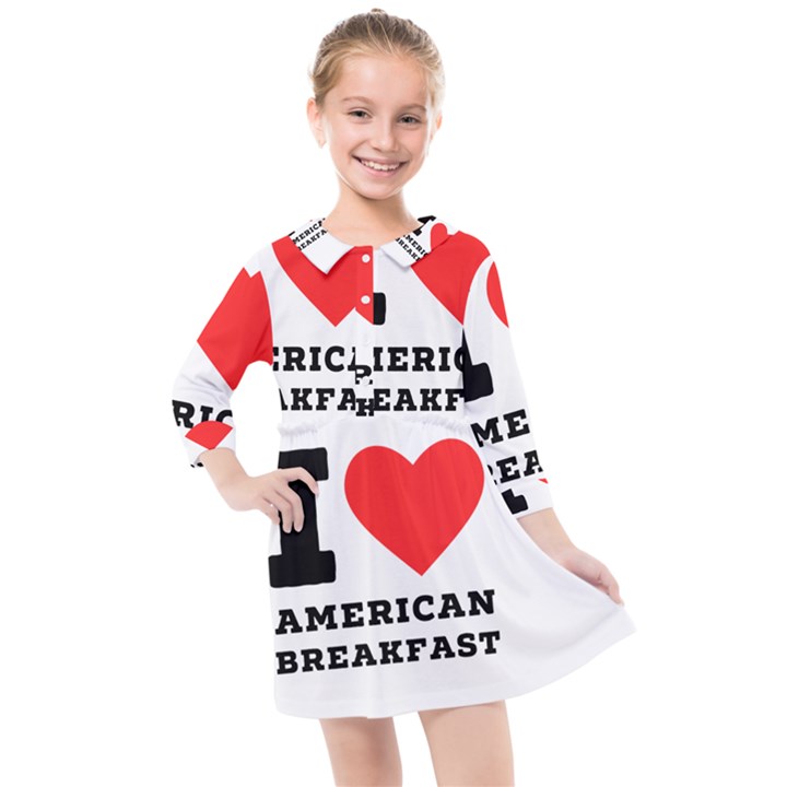 I love American breakfast Kids  Quarter Sleeve Shirt Dress