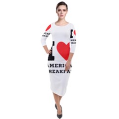 I Love American Breakfast Quarter Sleeve Midi Velour Bodycon Dress by ilovewhateva