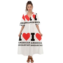 I Love American Breakfast Kimono Sleeve Boho Dress