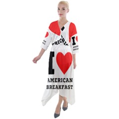 I Love American Breakfast Quarter Sleeve Wrap Front Maxi Dress by ilovewhateva