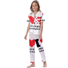 I Love American Breakfast Kids  Satin Short Sleeve Pajamas Set