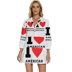 I Love American Breakfast V-neck Placket Mini Dress by ilovewhateva