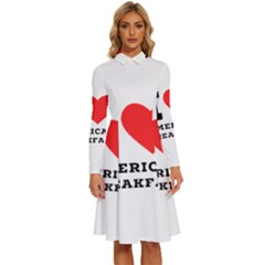 I Love American Breakfast Long Sleeve Shirt Collar A-line Dress by ilovewhateva