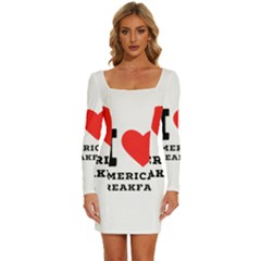 I Love American Breakfast Long Sleeve Square Neck Bodycon Velvet Dress by ilovewhateva