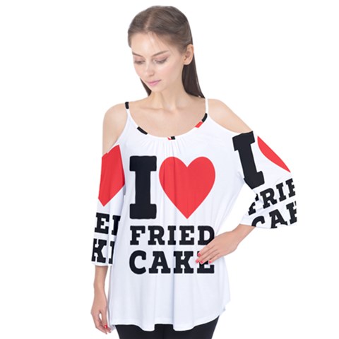 I Love Fried Cake  Flutter Sleeve Tee  by ilovewhateva