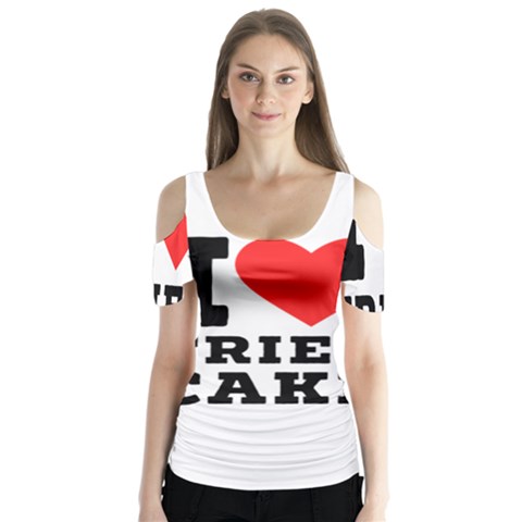 I Love Fried Cake  Butterfly Sleeve Cutout Tee  by ilovewhateva