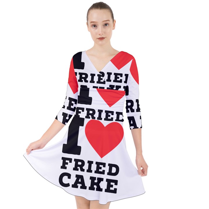 I love fried cake  Quarter Sleeve Front Wrap Dress