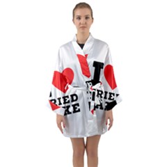 I Love Fried Cake  Long Sleeve Satin Kimono by ilovewhateva