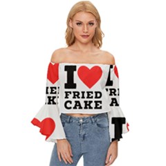 I Love Fried Cake  Off Shoulder Flutter Bell Sleeve Top by ilovewhateva