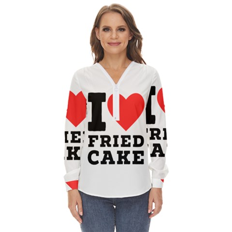 I Love Fried Cake  Zip Up Long Sleeve Blouse by ilovewhateva