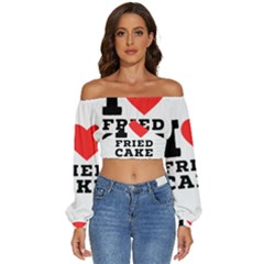 I Love Fried Cake  Long Sleeve Crinkled Weave Crop Top by ilovewhateva