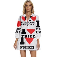 I Love Fried Cake  V-neck Placket Mini Dress by ilovewhateva