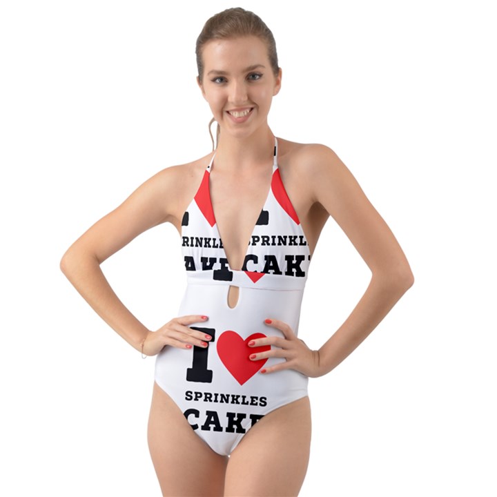 I love sprinkles cake Halter Cut-Out One Piece Swimsuit