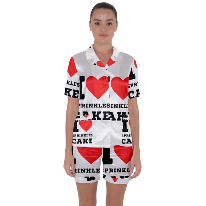 I love sprinkles cake Satin Short Sleeve Pajamas Set