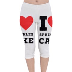 I Love Sprinkles Cake Velvet Capri Leggings  by ilovewhateva