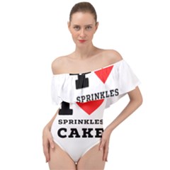 I Love Sprinkles Cake Off Shoulder Velour Bodysuit  by ilovewhateva