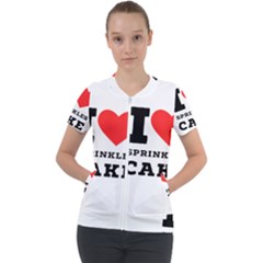 I Love Sprinkles Cake Short Sleeve Zip Up Jacket by ilovewhateva