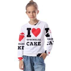 I Love Sprinkles Cake Kids  Long Sleeve Tee With Frill 