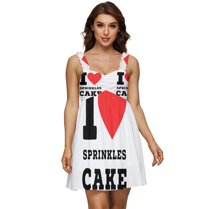 I love sprinkles cake Ruffle Strap Babydoll Chiffon Dress