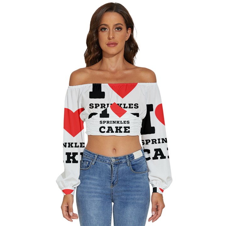 I love sprinkles cake Long Sleeve Crinkled Weave Crop Top