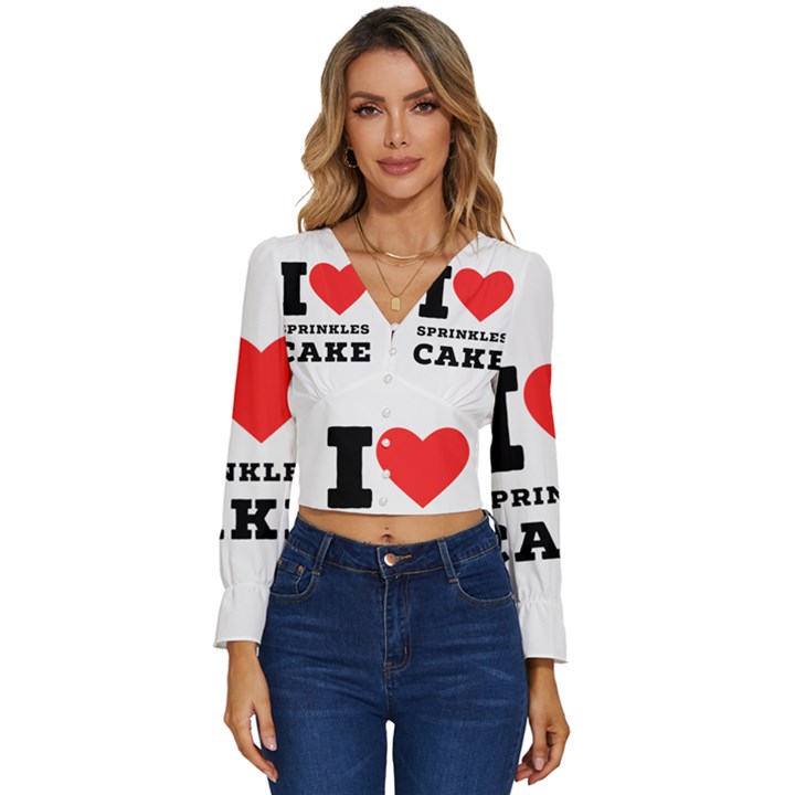 I love sprinkles cake Long Sleeve V-Neck Top