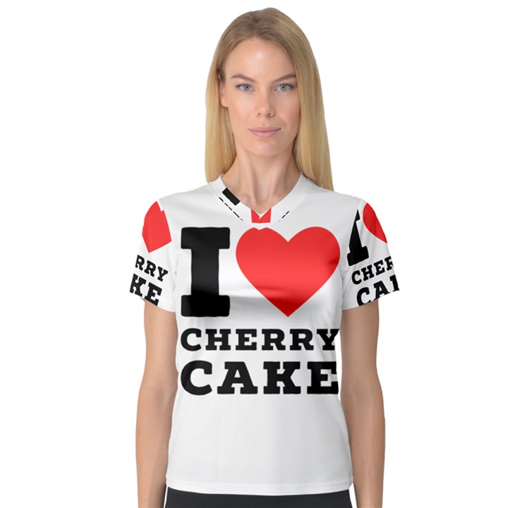 I love cherry cake V-Neck Sport Mesh Tee