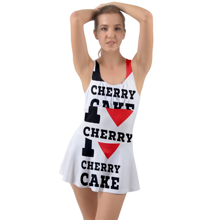 I love cherry cake Ruffle Top Dress Swimsuit